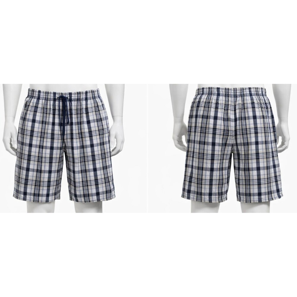 H.I.S. Mens Pajama Shorts Plaid Drawstring/Elastic Waist Size Medium 100% Cotton